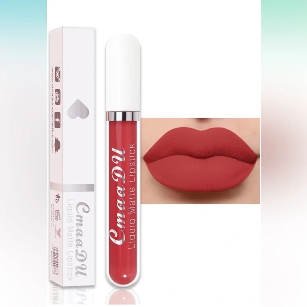 CmaaDu (5) Scarlet Red Liquid Matte Lipstick. 24 Hour Lips.  #05